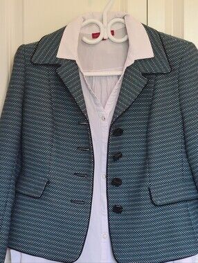 Le Suit Women's Teal and Black Textured Ponte Blazer